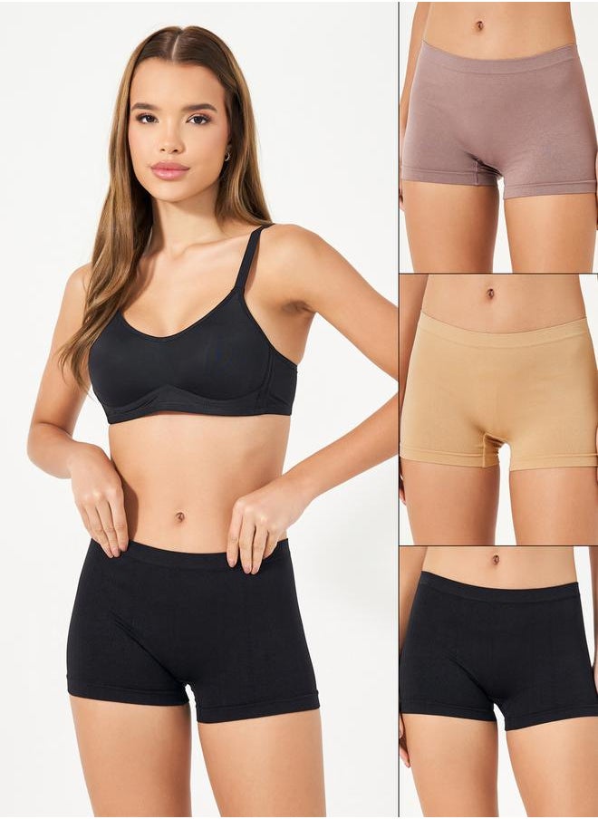 Styli Pack of 3 - Solid Seamless Bodyshort  - Image 1