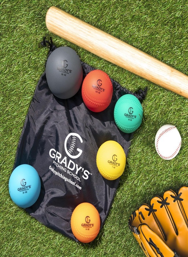 Grady's Pitching School Plyo Weighted Ball Set with Seams and Carrying Case 32, 21, 14, 7, 5, 3.5oz for Pitching/Velocity Training - Image 5