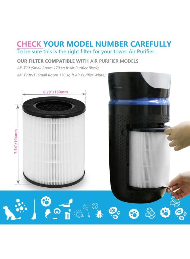 Ulrempart Replacement Filter Compatible with Homedics Air Purifier Model AP-T20, AP-T20WT, Part# AP-T20FL | 2-PACK White - Image 3