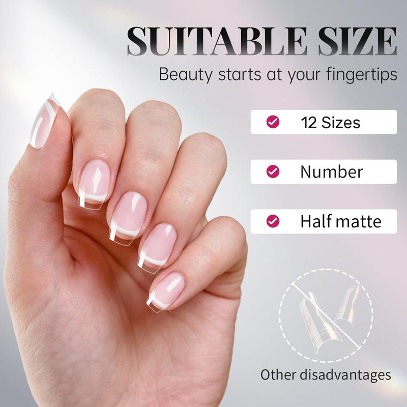 krofaue 3 Styles Short Nail Tips Kit - 720PCS Half Matte Coffin, Almond, Square Fake Nails Full Cover Press on Extension for Soft Gel Tips Set Art DIY Home - Image 5