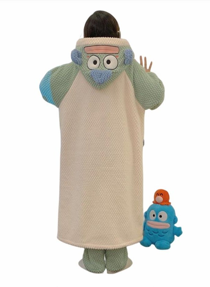 KUYING Plush Robe Thickened Long Sleeve Pants Casual Comfortable Home Suit Set - Image 2