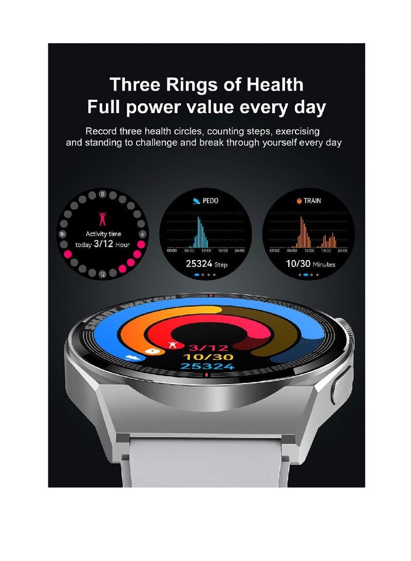 Zoom Plus Bluetooth Call Sports Fitness Tracker Heart Rate Monitor IP67 Waterproof Smartwatch For IOS Android Silver - Image 2