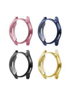 Generic 4 Pcs Samsung Galaxy Watch 6 47mm Screen Protector Case Cover, Electroplate Ultra Thin TPU Anti Fog HD Tempered Glass Case, Overall Protective Hard PC Bumper Shell (Black+Gold+Blue+Pink)  - Image 1