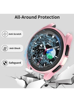 Generic 4 Pcs Samsung Galaxy Watch 6 47mm Screen Protector Case Cover, Electroplate Ultra Thin TPU Anti Fog HD Tempered Glass Case, Overall Protective Hard PC Bumper Shell (Black+Gold+Blue+Pink)  - Image 2
