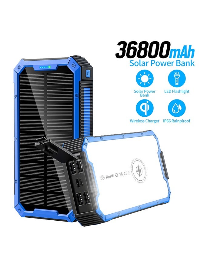 Joshberg 36800mAh Solar Power Bank with Wireless Charger,Fast Charging,LED Flashlight,for Outdoor/Camping  - Image 2