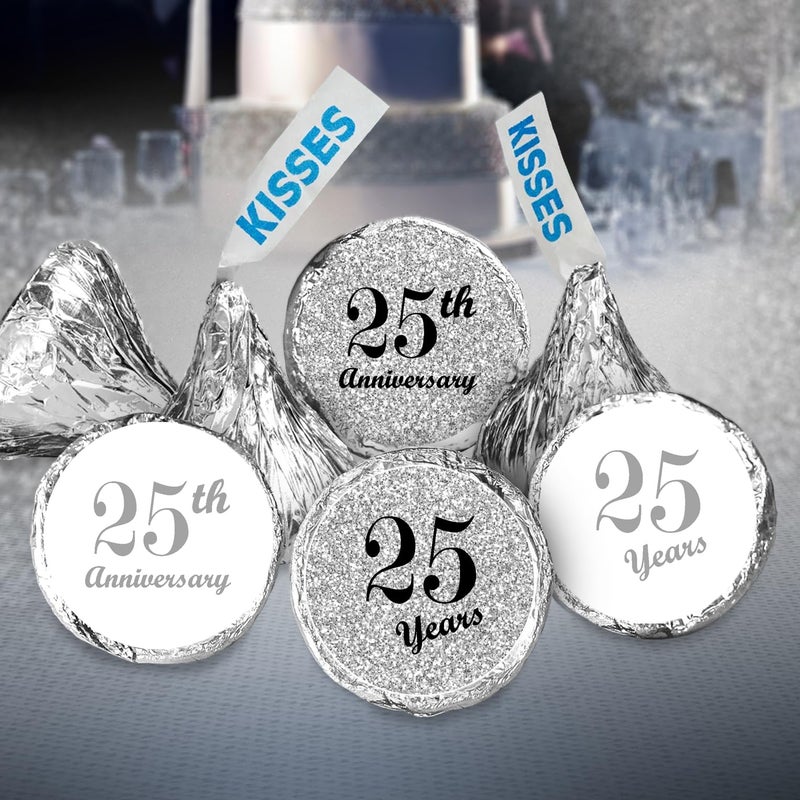 Creativity Labels 25th Anniversary Kisses Stickers, (Set of 216) Chocolate Drops Labels Stickers for 25th Wedding Anniversary, Party Favors Decor for Kisses. Made in USA - Image 5