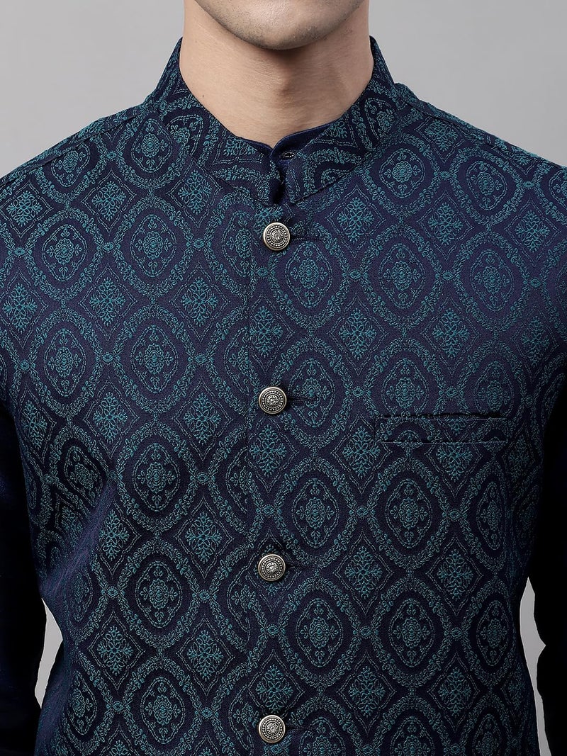 Jompers Men's Woven Design Waistcoat (Teal, L) - Image 5