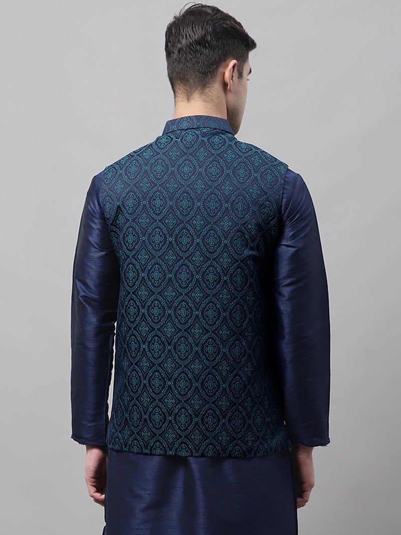 Jompers Men's Woven Design Waistcoat (Teal, L) - Image 2