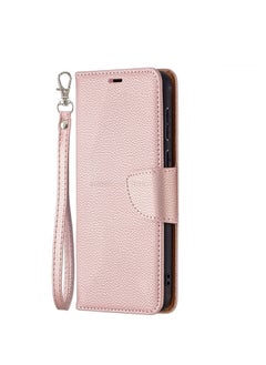 Generic Case For Huawei P50 Litchi Texture Pure Color Horizontal Flip Leather with Holder and Card Slots and Wallet and Lanyard Rose Gold  - Image 3