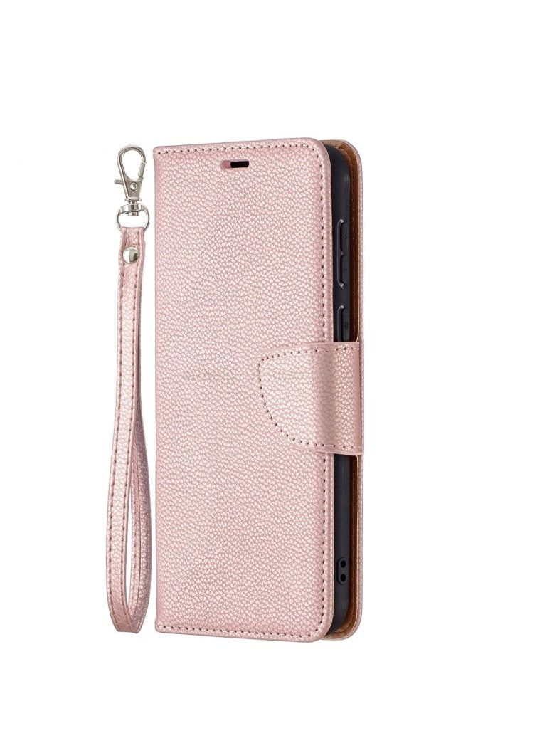 Generic Case For Huawei P50 Litchi Texture Pure Color Horizontal Flip Leather with Holder and Card Slots and Wallet and Lanyard Rose Gold  - Image 3