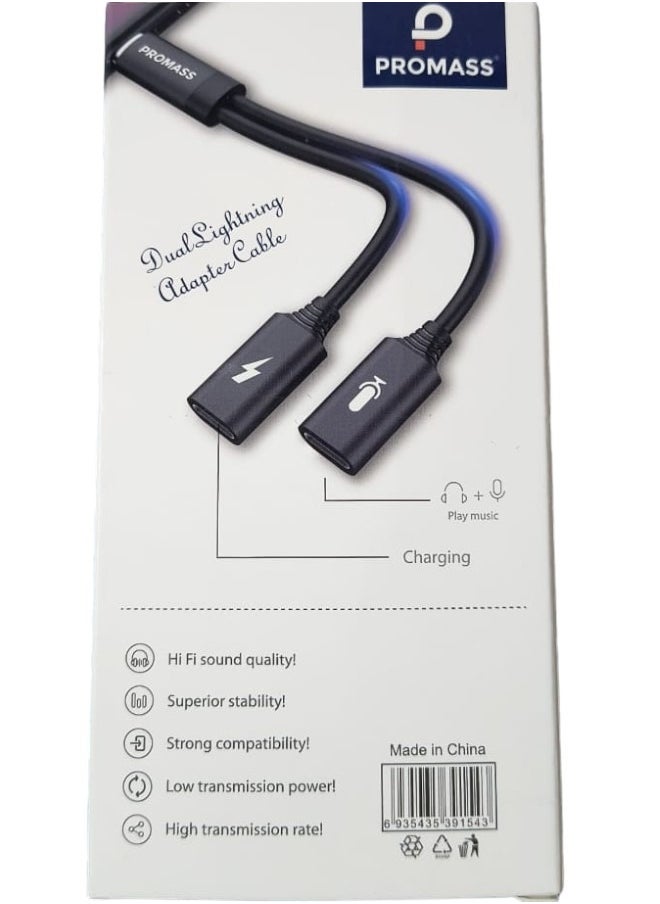PROMASS 4-in-1 Dual Lightning Adapter Cable, Charging, Music, Calling, and Wire Control, High Compatibility  - Image 3