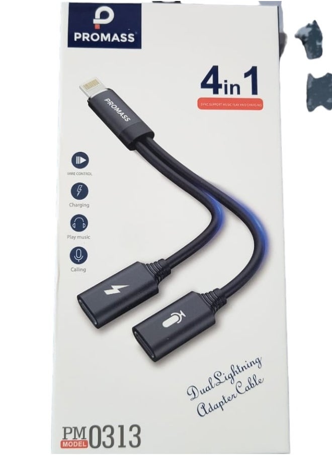 PROMASS 4-in-1 Dual Lightning Adapter Cable, Charging, Music, Calling, and Wire Control, High Compatibility  - Image 4