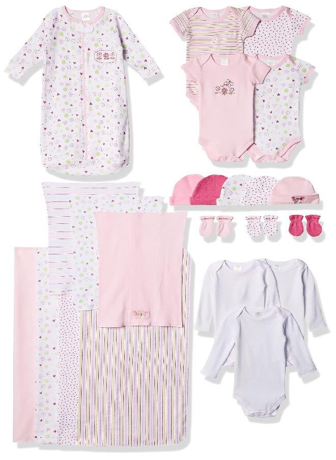 Spasilk SpaSilk Essential Newborn Baby Layette Set - 0-6 Months - Pink Girl, Set of 23  - Image 1