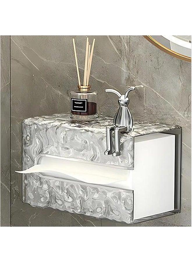 HOMESTAR Wall Mounted Tissue Holder,Glacier Pattern Paper Organizer Dispenser,Large Storage Box for Kitchen,Bathroom,Home, Office  - Image 1