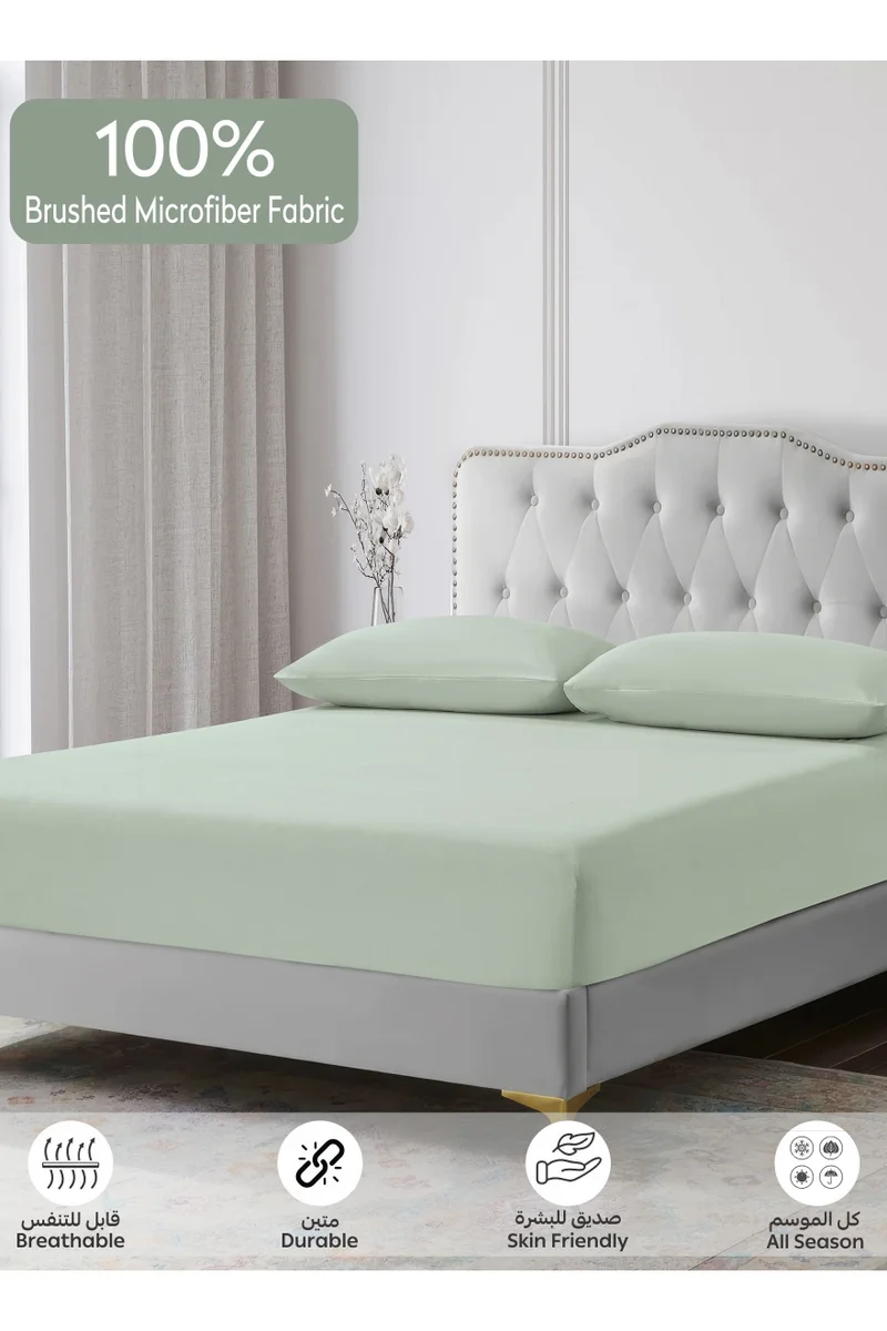 دوناتيلا Bedding Fitted Sheet - Fits 200x200 Cm For King Bed - 3 Pcs (1 Fitted Sheet and 2 Pillowcases) - 35 Cm Deep Pocket - Solid Bed Sheet