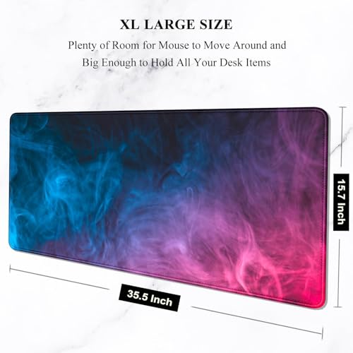 Auhoahsil وسادة فأرة ألعاب كبيرة، XXL 35.4 x 15.7 بوصة، وسادة مكتب مخيطة مطاطية غير قابلة للانزلاق، فأرة كمبيوتر رفيعة ممتدة كاملة الحجم لمكتب سطح المكتب، اللابتوب، الفئران اللاسلكية، بنفسجي - Image 2