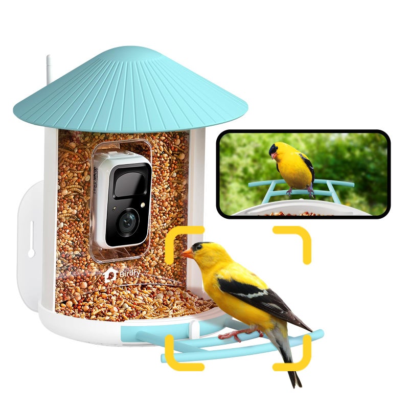 NETVUE by Birdfy Smart Bird Feeder with Camera AI Identifies Birds Species 2MP Night Vision App Alerts 24Ghz WiFi Connect IP65 Weatherproof Bird CameraGift for Backyard BirdWatchers Blue