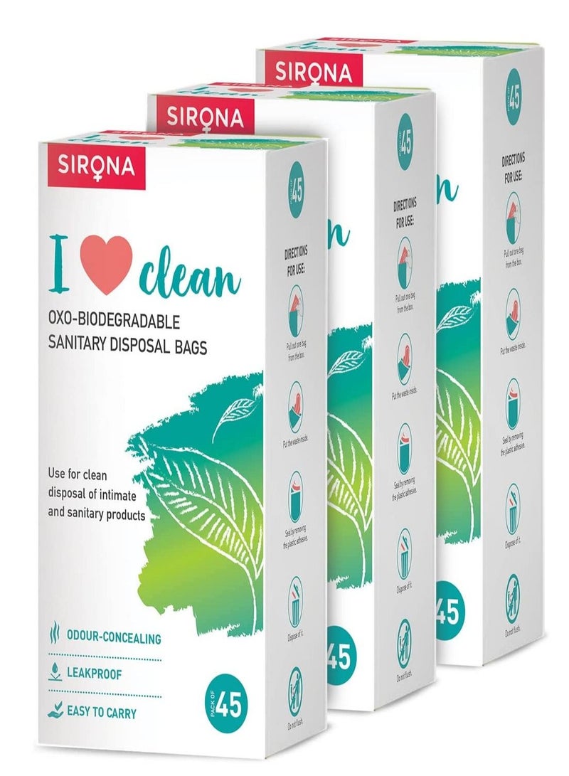 Sirona Sirona Sanitary Disposable Bags | Pad Disposal Bags | Discreet Disposal of Tampons, Condoms, Diaper, Sanitary Pads, Panty Liner and Personal Hygiene Waste | Women Privacy Handling Bag (135 Bags) - Image 1