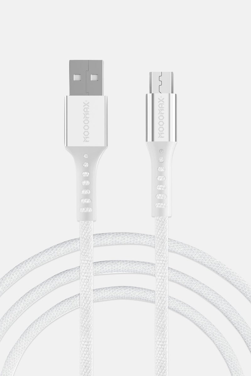MOOGMAX MX-065 Micro Fabric Cable Charger, White  - Image 1