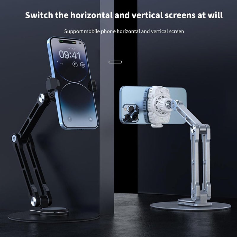 Portable Phone Bracket Cradle Semiconductor Cooling Stand 3axis Rotary Foldable Cellphone Tablet Holder Lazy Bracket Foldable Tablet Stand - Image 4