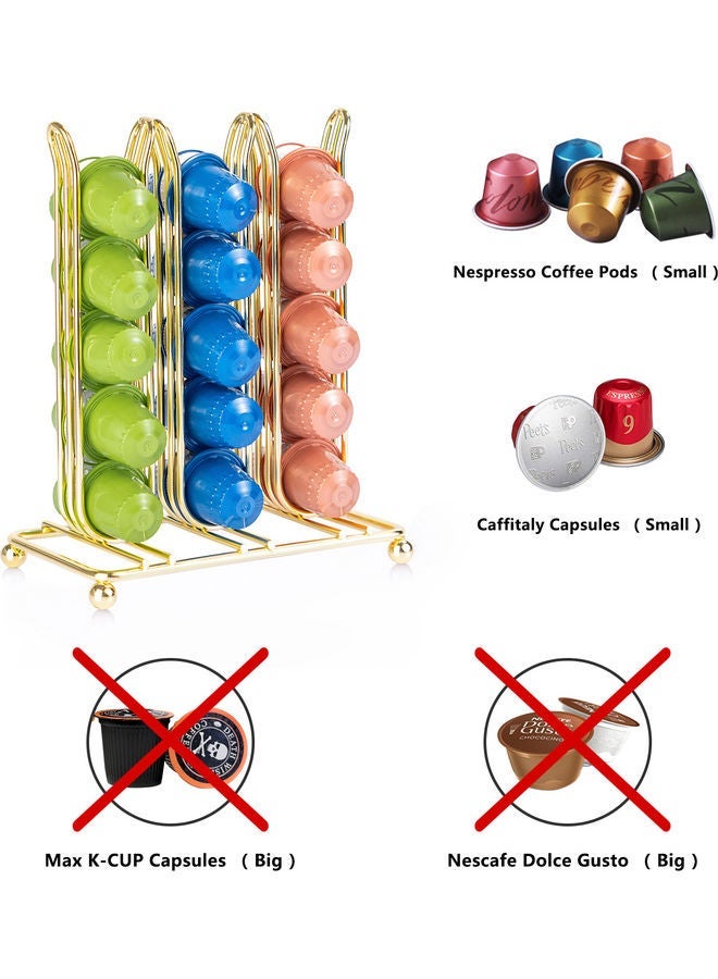 NIBEMINENT 30 Coffee Capsule Holder Pod Stand Rack Gold 6.3X3.7X7.9 inchinch - Image 5