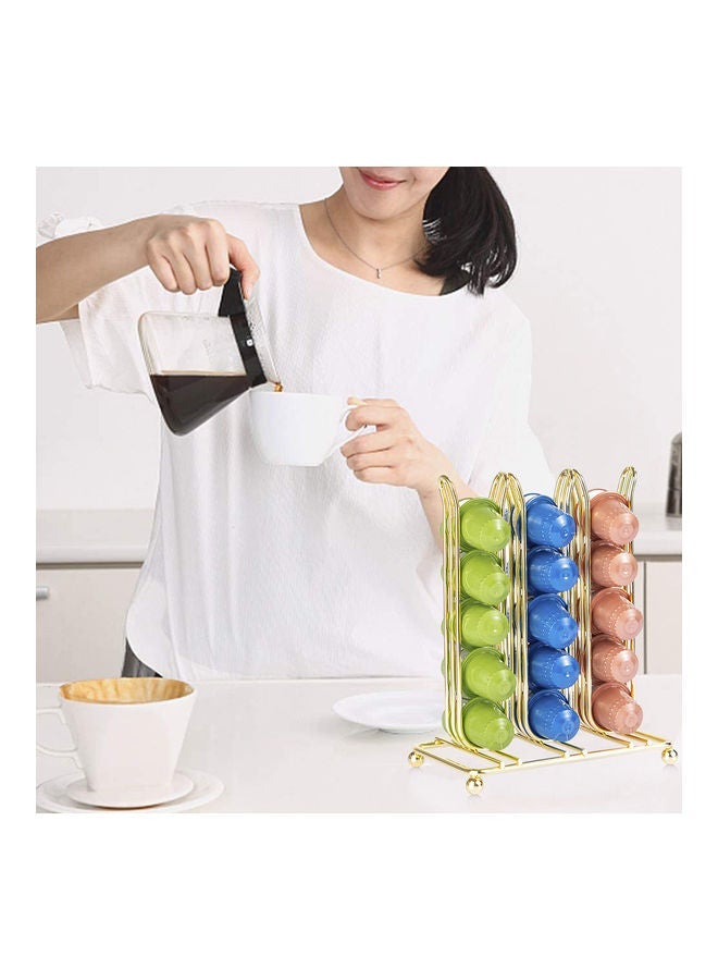 NIBEMINENT 30 Coffee Capsule Holder Pod Stand Rack Gold 6.3X3.7X7.9 inchinch - Image 1