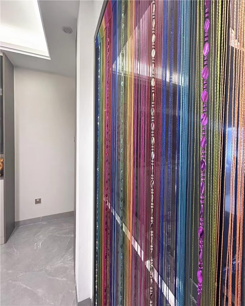 أفي سبليت ستارة باب زخرفية من الخرز بخيوط مقسمة مقاس 100سم × 200سم، لوحة جدارية هامشية، ستارة نافذة، حاجز غرفة، ستارة عمياء لحفلات الزفاف ومقاهي، أجزاء باب، حاجز خرز، شرابة، شاشة زخرفة (ملون 25) - Image 3