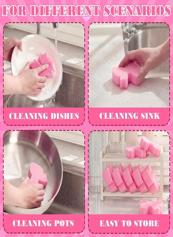 Tioncy 12 Pack Pink Bow Kitchen Sponges Bulk Pink Coquette Dual Sided Non-Scratch Scrubber Sponges Preppy Bow Dishwashing Kitchen Cleaning Accessories for Dishes Pots Pans Cute Household Supplies - Image 3