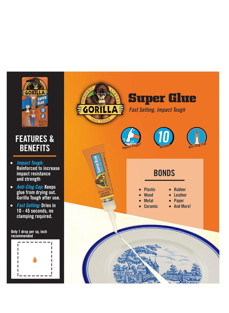 Gorilla Gorilla Super Glue, Four 3 Gram Tubes, Clear, (Pack of 1)  - Image 2