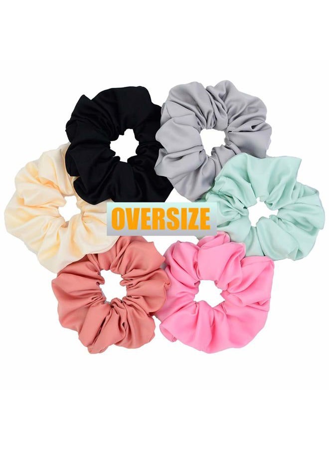Simnice Oversized Blush Theme Large Hair Scrunchies Satin Elastics Pink Lovers Scrunchy Bobbles Soft Hair Bands Hair Ties Hair Accessories Scrunchies for Girls Women，6 Colors - Image 2