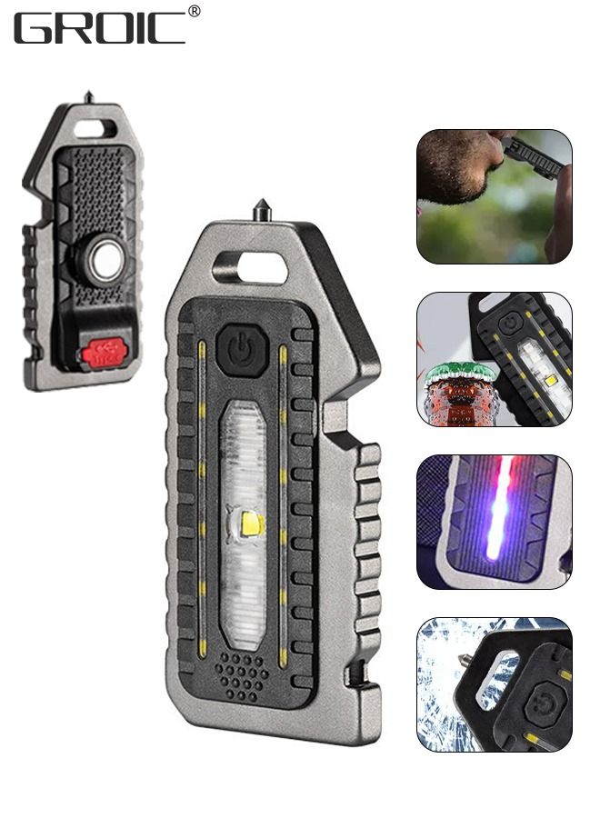 GROIC LED Mini COB Flashlights 1000 High Lumen, Super Bright 5 Light Modes Light, Rechargeable Cob Waterproof Portable Led Work Light, Portable Pocket Light With Bottle Opener And Magnet Base  - Image 1