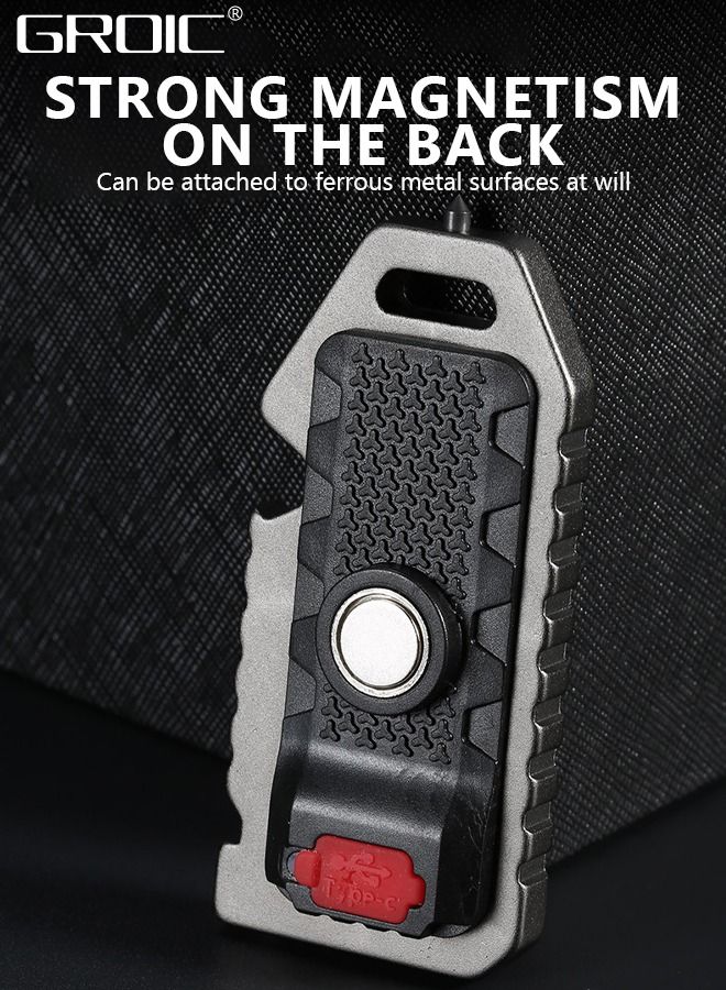 GROIC LED Mini COB Flashlights 1000 High Lumen, Super Bright 5 Light Modes Light, Rechargeable Cob Waterproof Portable Led Work Light, Portable Pocket Light With Bottle Opener And Magnet Base  - Image 3