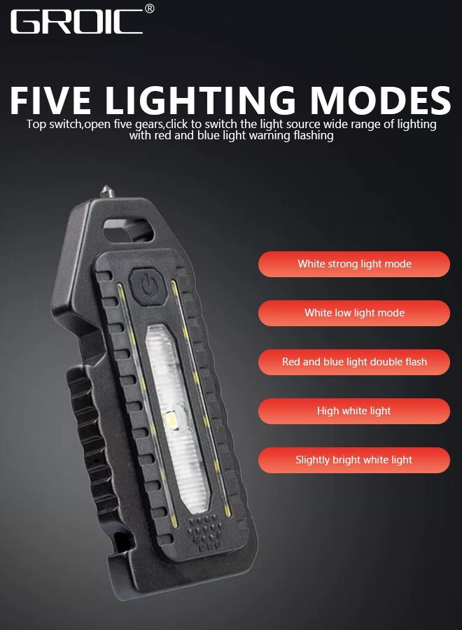 GROIC LED Mini COB Flashlights 1000 High Lumen, Super Bright 5 Light Modes Light, Rechargeable Cob Waterproof Portable Led Work Light, Portable Pocket Light With Bottle Opener And Magnet Base  - Image 4