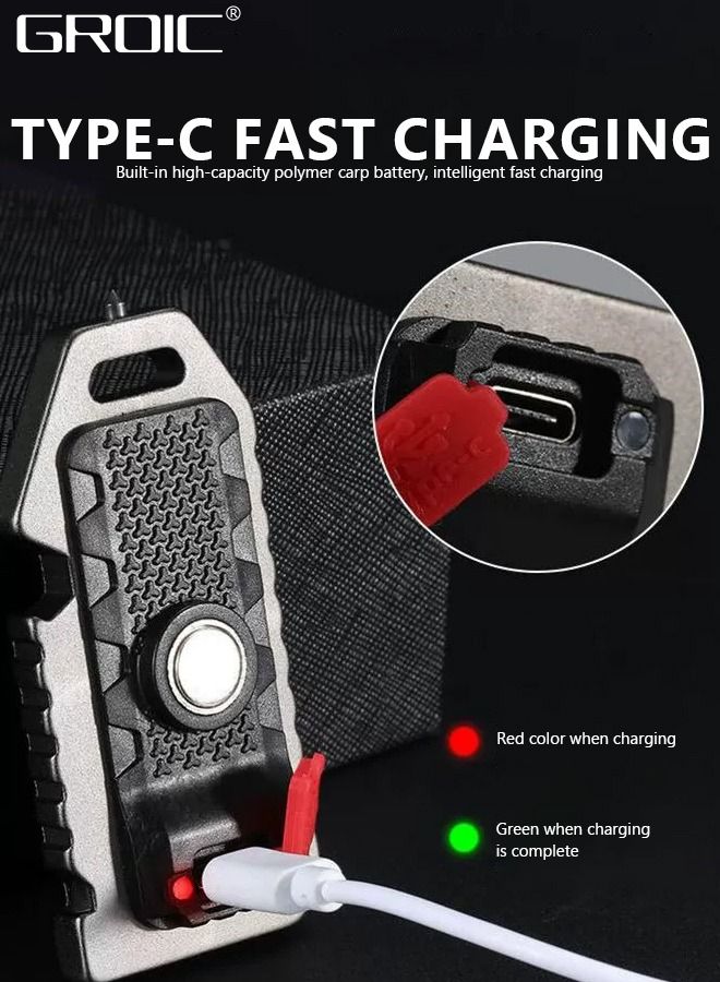 GROIC LED Mini COB Flashlights 1000 High Lumen, Super Bright 5 Light Modes Light, Rechargeable Cob Waterproof Portable Led Work Light, Portable Pocket Light With Bottle Opener And Magnet Base  - Image 5