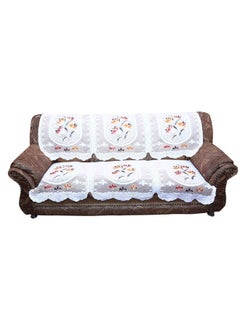 Kuber Industries Kuber Industries Cotton Flower 5 Seater Sofa Cover Set (CTKTC28709, Cream, Standard) - 6 Pieces  - Image 2