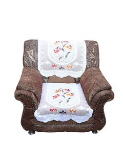 Kuber Industries Kuber Industries Cotton Flower 5 Seater Sofa Cover Set (CTKTC28709, Cream, Standard) - 6 Pieces  - Image 3