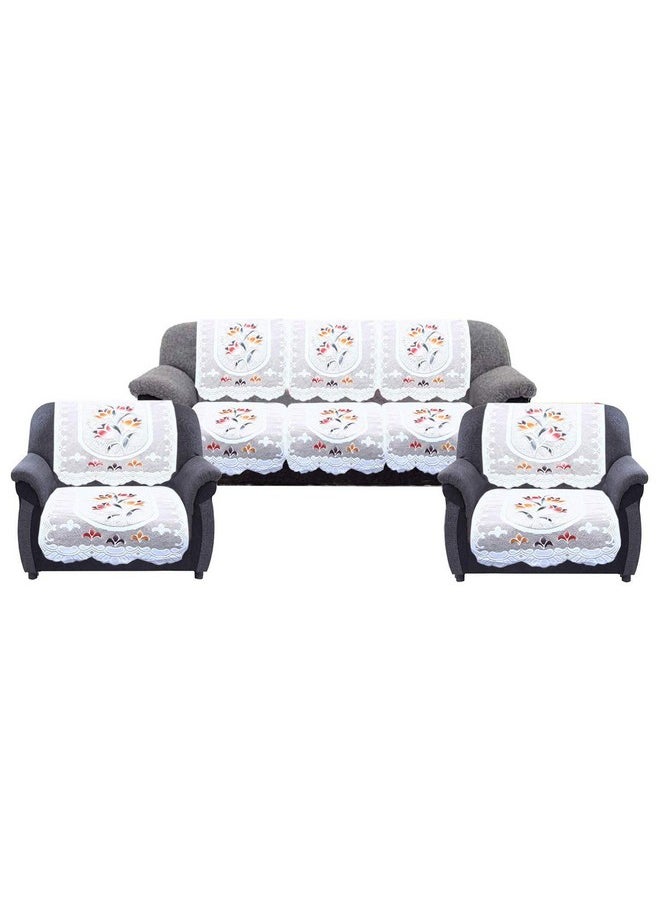 Kuber Industries - Kuber Industries Cotton Flower 5 Seater Sofa Cover Set (CTKTC28709, Cream, Standard) - 6 Pieces - Image 1