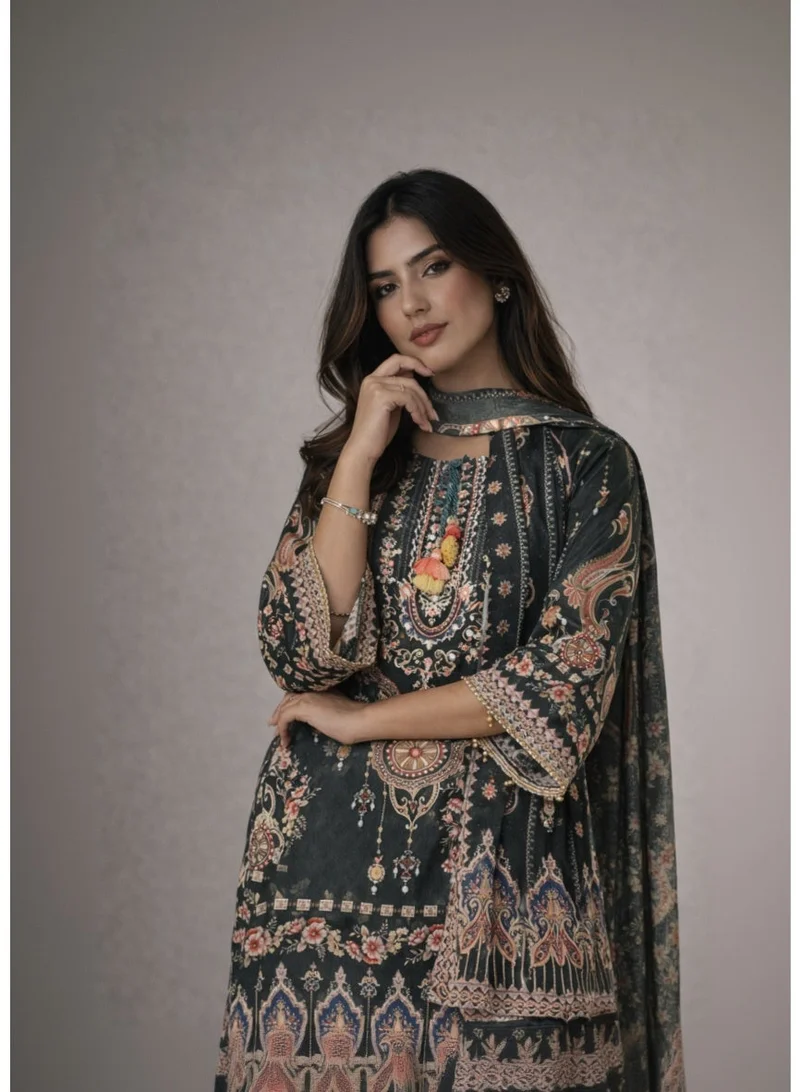 Zaha Dxb  Royal Green Silk Blend Sharara Set | Women’s Ethnic Wear for Women | Best Price UAE