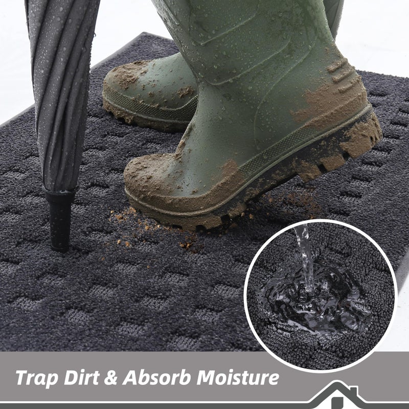 BEQHAUSE Dirt Trapper Door Mat 32" x 48", Waffle Door Mats Indoor Entrance, Dog Doormats for Mud Paws Absorbent and Dirt Resist Floor Mats Non-Slip Washable Rugs for Entryway Welcome Mat, Dark Grey - Image 3