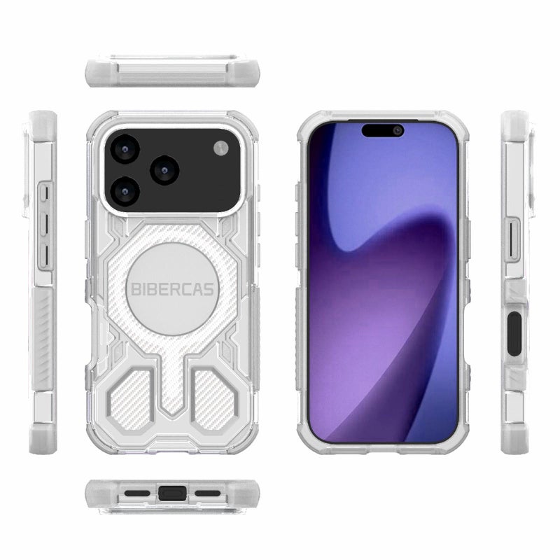 BIBERCAS For Iphone 17 Pro Transparent Color Series Magsafe Air Bag Shockproof Phone Case(White) - Image 2