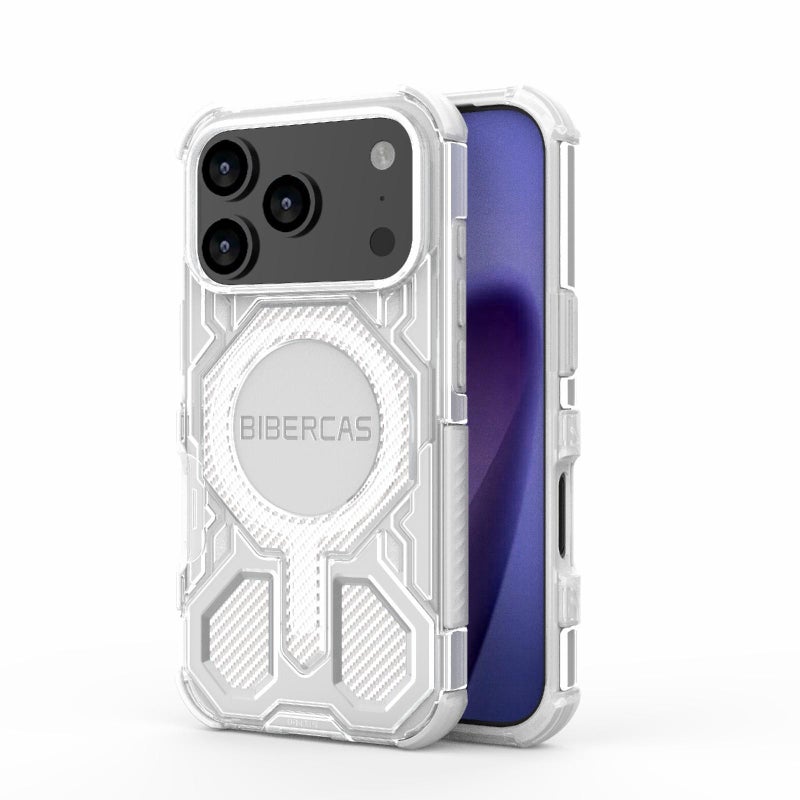 BIBERCAS For Iphone 17 Pro Transparent Color Series Magsafe Air Bag Shockproof Phone Case(White) - Image 1