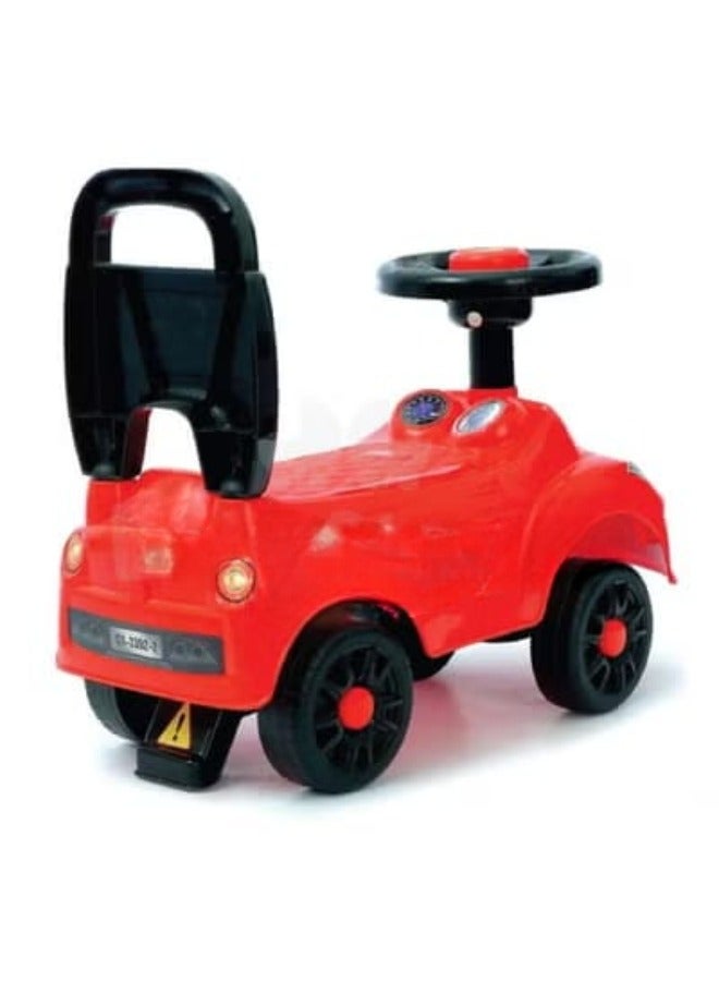 حديقة الألعاب لعبة سيارة ركوب حمراء أنيقة للأطفال مع عجلة قيادة وقرن وملصقات ممتعة - السيارة الأولى المثالية للأطفال الصغار والأطفال الصغار - Image 5