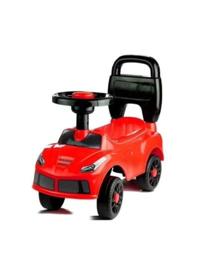 حديقة الألعاب لعبة سيارة ركوب حمراء أنيقة للأطفال مع عجلة قيادة وقرن وملصقات ممتعة - السيارة الأولى المثالية للأطفال الصغار والأطفال الصغار - Image 1