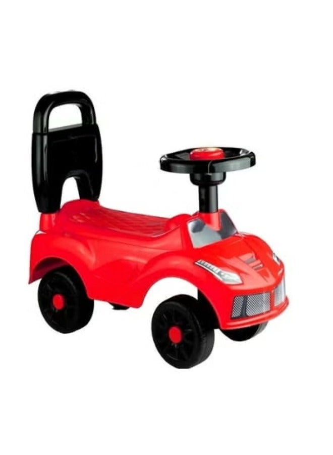 حديقة الألعاب لعبة سيارة ركوب حمراء أنيقة للأطفال مع عجلة قيادة وقرن وملصقات ممتعة - السيارة الأولى المثالية للأطفال الصغار والأطفال الصغار - Image 2