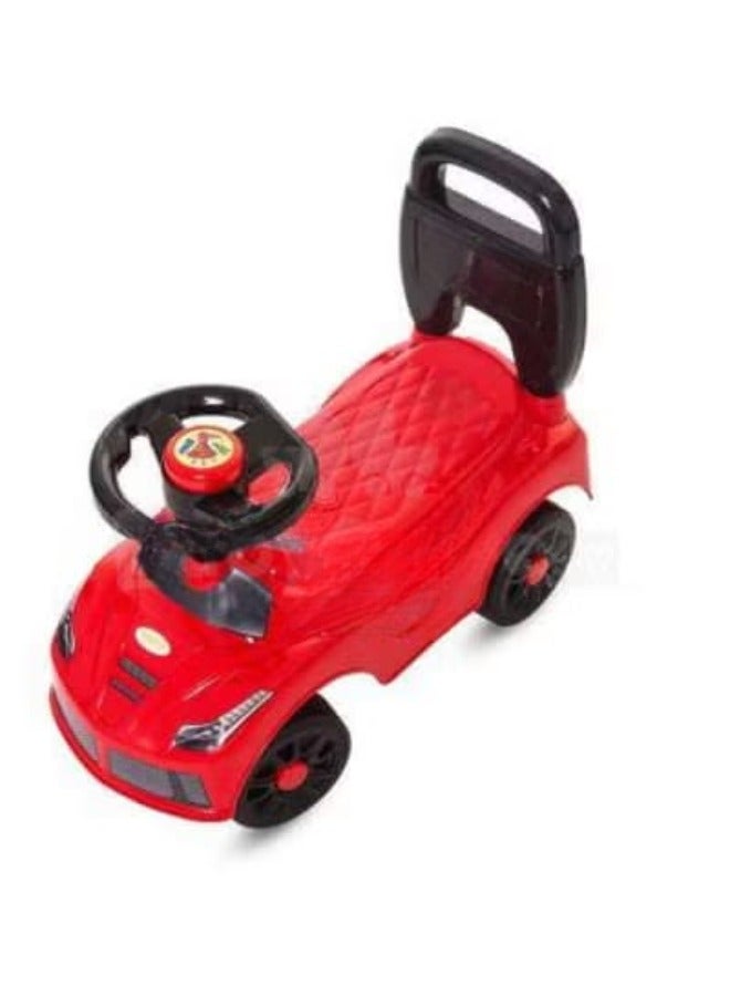 حديقة الألعاب لعبة سيارة ركوب حمراء أنيقة للأطفال مع عجلة قيادة وقرن وملصقات ممتعة - السيارة الأولى المثالية للأطفال الصغار والأطفال الصغار - Image 3