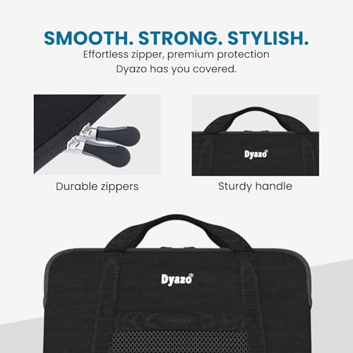 Dyazo 13.3 Inch Laptop Sleeve Bag | Padded Sleeve with Front Mesh Pocket & Handle | Sleeve Case Compatible for MacBook Pro/Air 13 M2 M1, HP, Dell, ASUS, Acer and Lenovo (Black) - Image 4