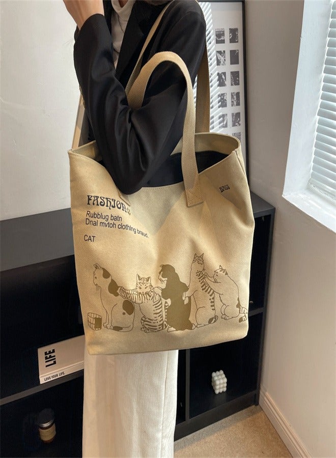 Tote Bag Canvas Large Capacity Shoulder Crossbody Fashion Handbag  - Image 4