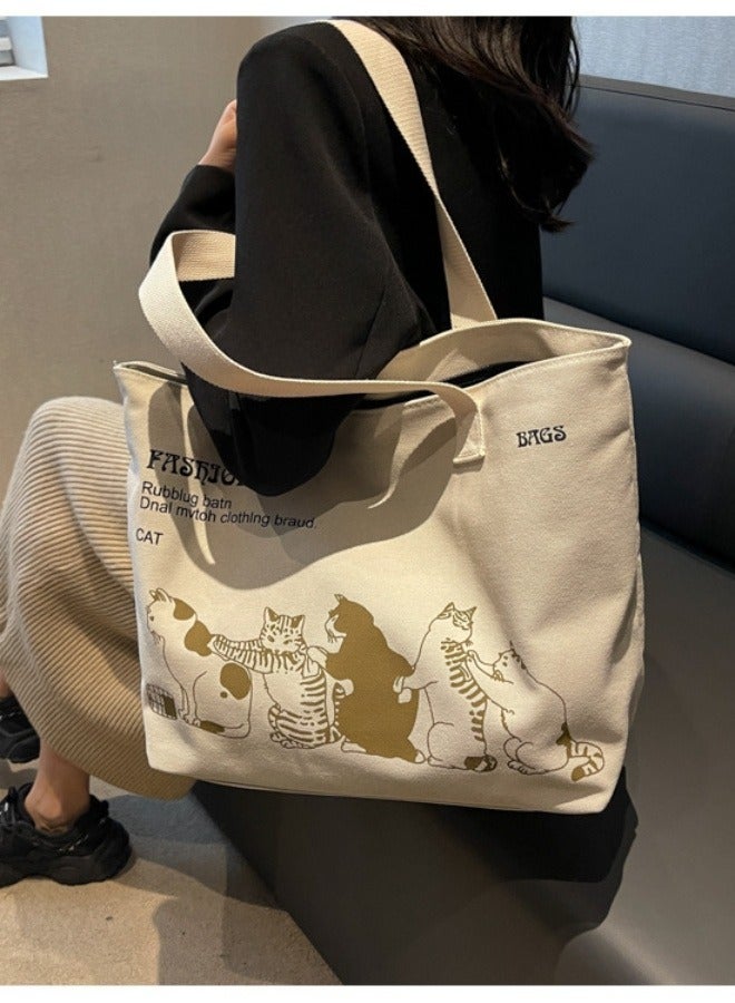Tote Bag Canvas Large Capacity Shoulder Crossbody Fashion Handbag  - Image 3
