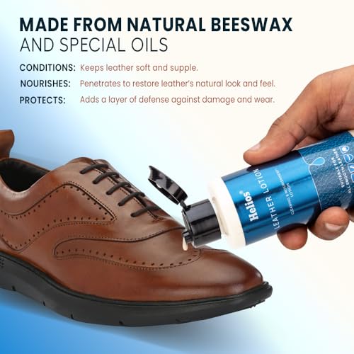 Helios leather tion with Microfiber Cloth | Leather Conditioner & Moisturizer for Shoes, Bags, Jackets, Wallets | Nourishes & Restores Leather Shine – 150 ml (Pack of 1) - Image 4