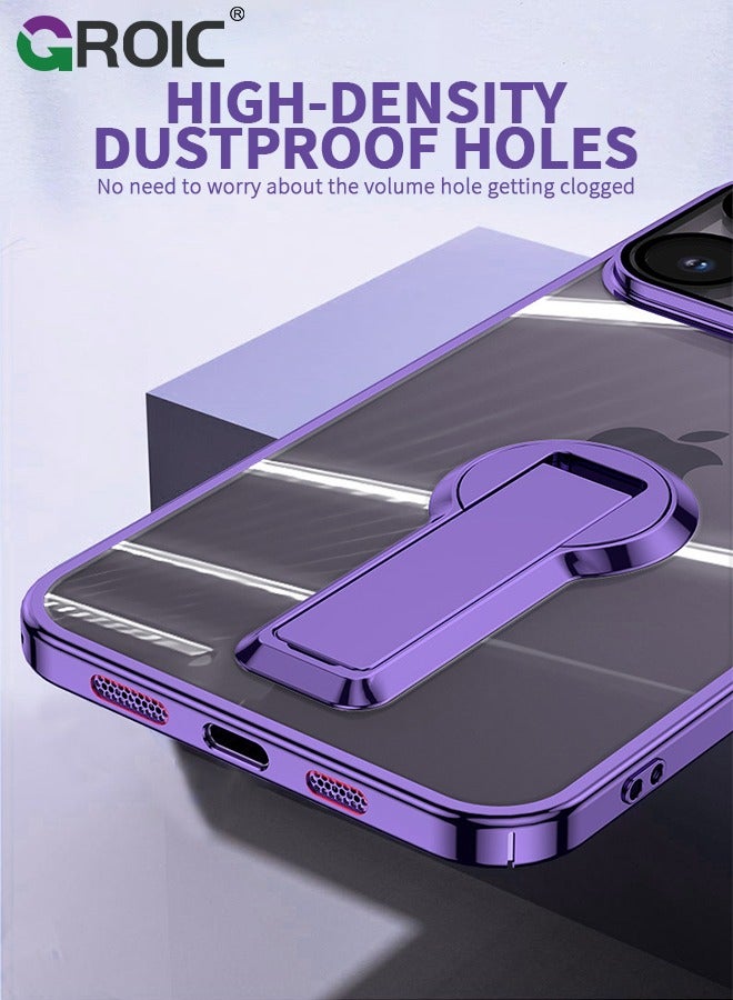GROIC For iPhone 15 Pro Max Case Clear with Stand, Phone Cover with Camera Lens Protector, Yellowing & Protective Phone Shell, Electroplated Phone Case for iPhone 15 Pro Max 6.7 Inch - Image 5